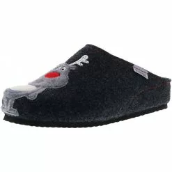 Tofee Damen Hausschuhe Pantoffeln Naturwollfilz Rentier Anthrazit - Anthrazit