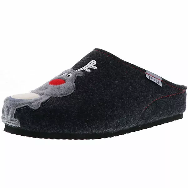 Tofee Damen Hausschuhe Pantoffeln Naturwollfilz Rentier Anthrazit - Anthrazit 3 Tofee Damen Hausschuhe Pantoffeln Naturwollfilz Rentier Anthrazit - Anthrazit