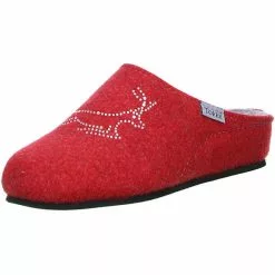 Tofee Damen Hausschuhe Pantoffeln Naturwollfilz (Hirsch) Rot - Rot