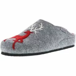 Tofee Damen Hausschuhe Pantoletten Pantoffeln Slipper Naturwollfilz (Hirsch) Grau - Grau