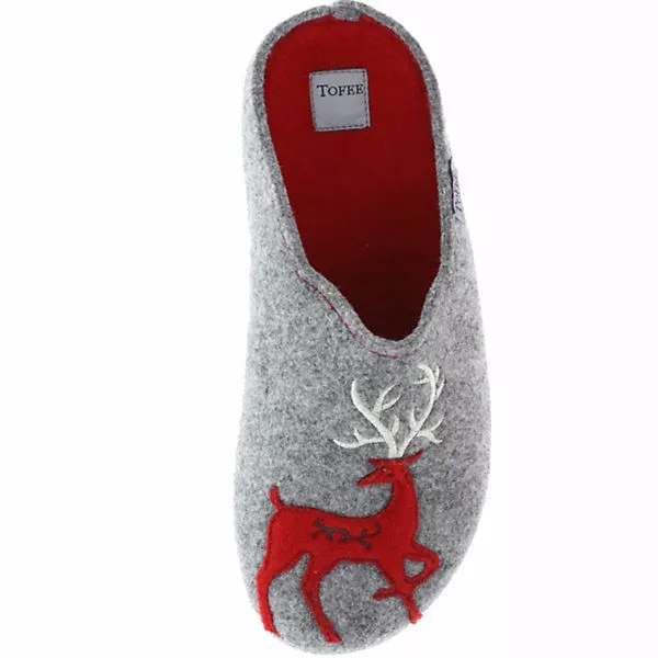 Tofee Damen Hausschuhe Pantoletten Pantoffeln Slipper Naturwollfilz (Hirsch) Grau - Grau 9 Tofee Damen Hausschuhe Pantoletten Pantoffeln Slipper Naturwollfilz (Hirsch) Grau - Grau – Bild 7