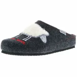 Tofee Damen Hausschuhe Slipper Pantoffeln Pantoletten Naturwollfilz (Cool Wool) Anthrazit - Anthrazit