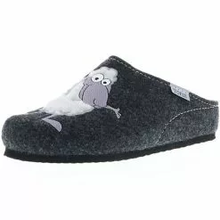 Tofee Damen Hausschuhe Slipper Pantoffeln Pantoletten Naturwollfilz (Schaf) Anthrazit - Anthrazit