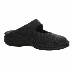 Finn Comfort Hausschuhe Wohnungsschuhe Brig Hausschuh Gemütlich Puschen Schmuckelemente Textil Uni Hausschuhe - Anthrazit -Schuhladen 22345266 06