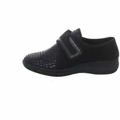 Fischer Damen Hausschuhe Slipper Margot Hausschuh Gemütlich Puschen Synthetikkombination Animal Print Hausschuhe - Schwarz -Schuhladen 22744024 02