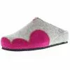 Tofee Damen Hausschuhe Pantoffeln Pantoletten Naturwollfilz (Wolke) Grau/pink/fuchsia - Grau