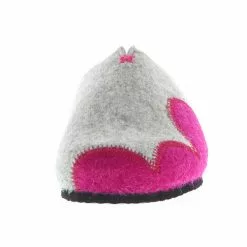 Tofee Damen Hausschuhe Pantoffeln Pantoletten Naturwollfilz (Wolke) Grau/pink/fuchsia - Grau -Schuhladen 23336886 04