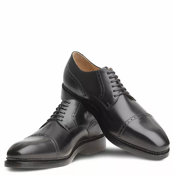 László BUDAPEST Alessio Zwiegenähter Quarter-Brogue Derby Handgefertigt In Eigener Manufaktur - Schwarz 10 László BUDAPEST Alessio Zwiegenähter Quarter-Brogue Derby Handgefertigt In Eigener Manufaktur - Schwarz – Bild 8