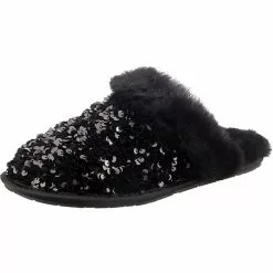 Ugg W Scuffette Ii Chunky Sequin Lammfell-Hausschuhe - Schwarz