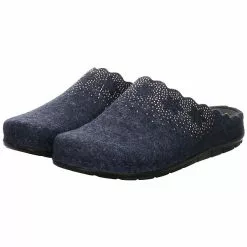 Rohde Damen Hausschuhe Slipper Hausschuh Gemütlich Puschen Textil Uni Hausschuhe - Dunkelblau -Schuhladen 27003993 10
