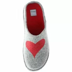 Tofee Damen Hausschuhe Pantoffeln Pantoletten Slipper Naturwollfilz Glitzer (Herz) Grau - Grau -Schuhladen 27714087 07
