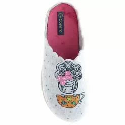 Cosero Damen Hausschuhe Pantoletten Pantoffeln Kaffee Coffee Tasse Grau/orange/rosa/mehrfarbig - Grau -Schuhladen 28478901 07