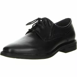 FRETZ Men Herren Business Halbschuhe Derby Leder Lochung Schwarz - Schwarz